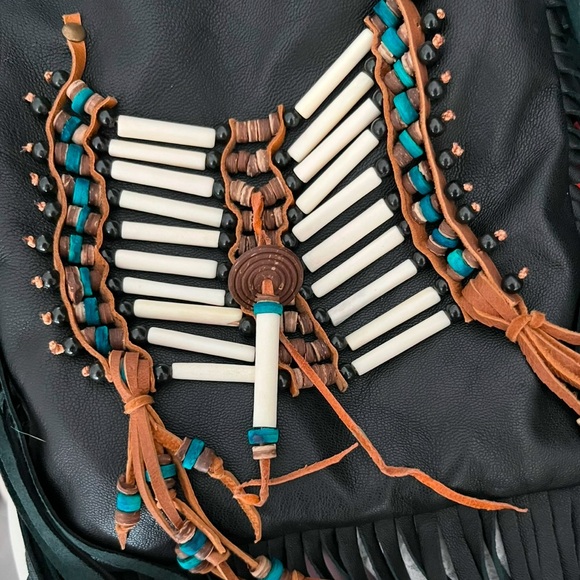 Black Spell & the Gypsy Dreamweaver Black | Black Leather Fringe Boho Crossbody - Picture 3 of 15